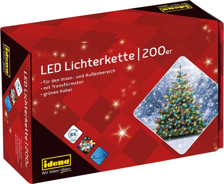 Produktbild Idena LED-Lichterkette 200er bunt,8h Timer,Aussen (0.14 m)