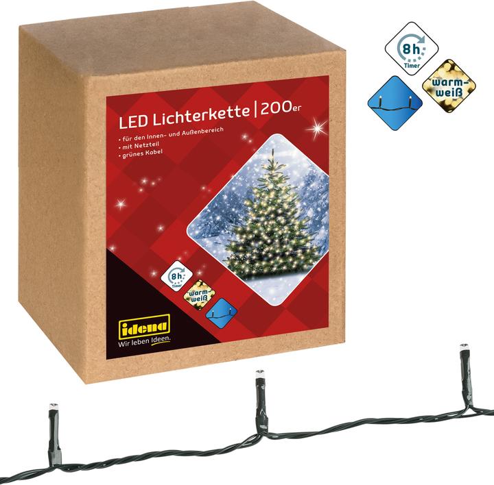 Produktbild Idena LED-Lichterkette 200er warmweiss für Aussen (0.95 m)