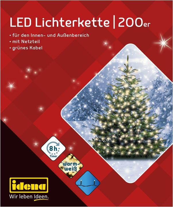 Produktbild Idena LED-Lichterkette 200er warmweiss für Aussen (0.95 m)