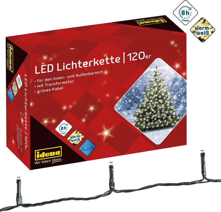 Produktbild Idena LED Lichterkette 120er warmweiss,f.Innen (0.20 m)