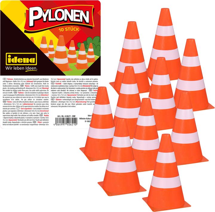 Produktbild Idena Pylonen 15,5x9,8cm orange/weiss 10er
