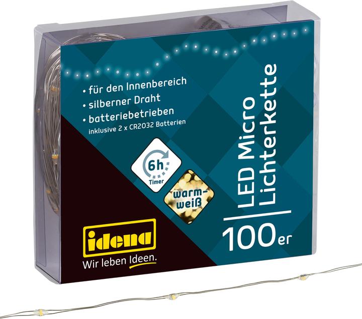 Produktbild Idena Micro Lichterkette 100LED,warmweiss,6h-Timer (0.09 m)