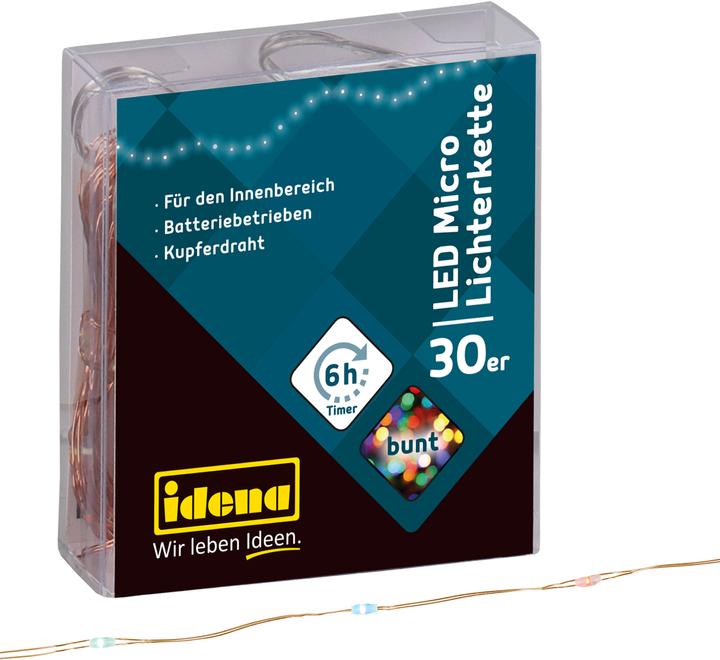 Produktbild Idena Micro Lichterkette 30 LED, bunt,6h-Timer (0.09 m)