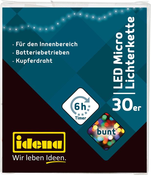 Produktbild Idena Micro Lichterkette 30 LED, bunt,6h-Timer (0.09 m)