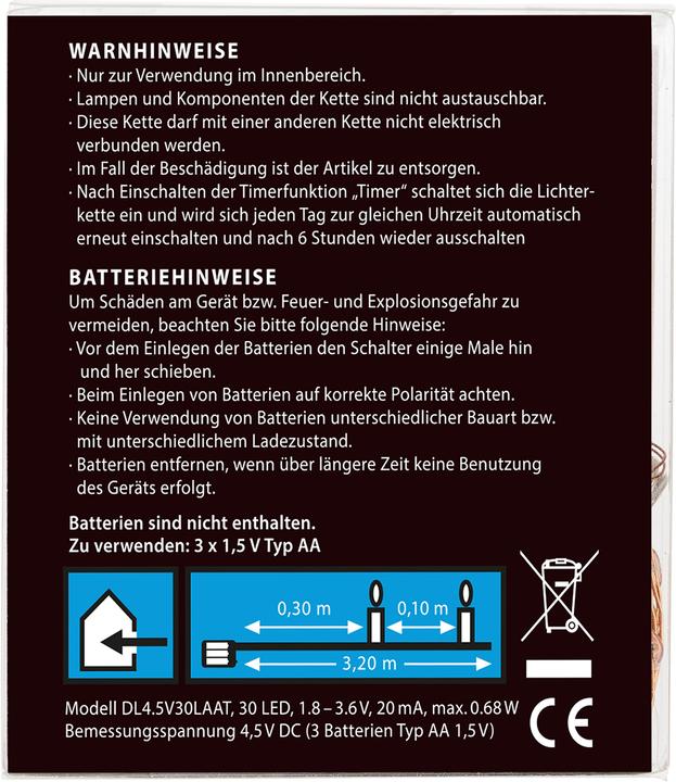 Produktbild Idena Micro Lichterkette 30 LED, bunt,6h-Timer (0.09 m)