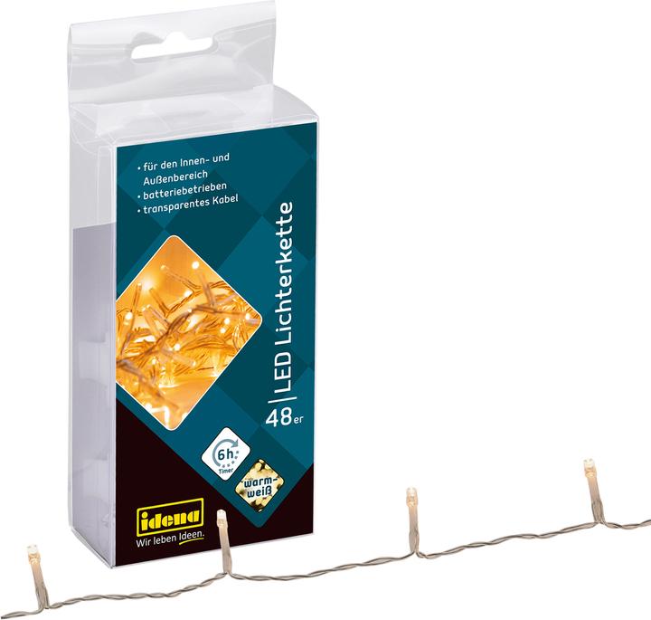 Produktbild Idena LED Lichterkette 48er warmweiss 6h Timer (0.11 m)