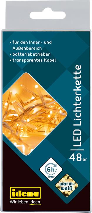 Produktbild Idena LED Lichterkette 48er warmweiss 6h Timer (0.11 m)