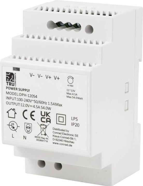 Tru Components DPH-12054 Hutschienen-Netzteil (DIN-Rail) 12 V/DC 4.5 A 54 W Anz