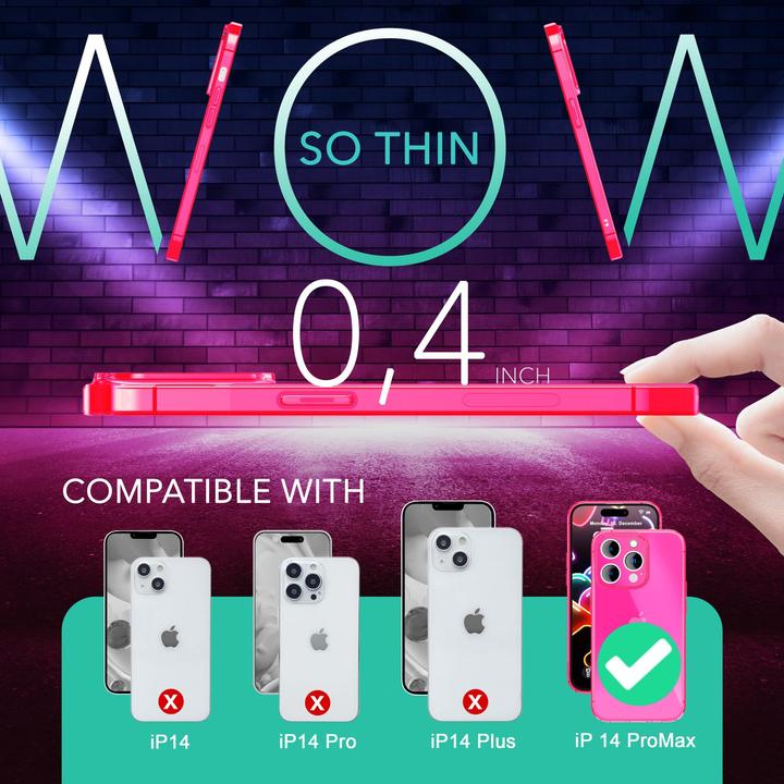 Actual product image Nalia Clear Transparent Neon Silicone Sleeve (Apple iPhone 14 Pro Max)