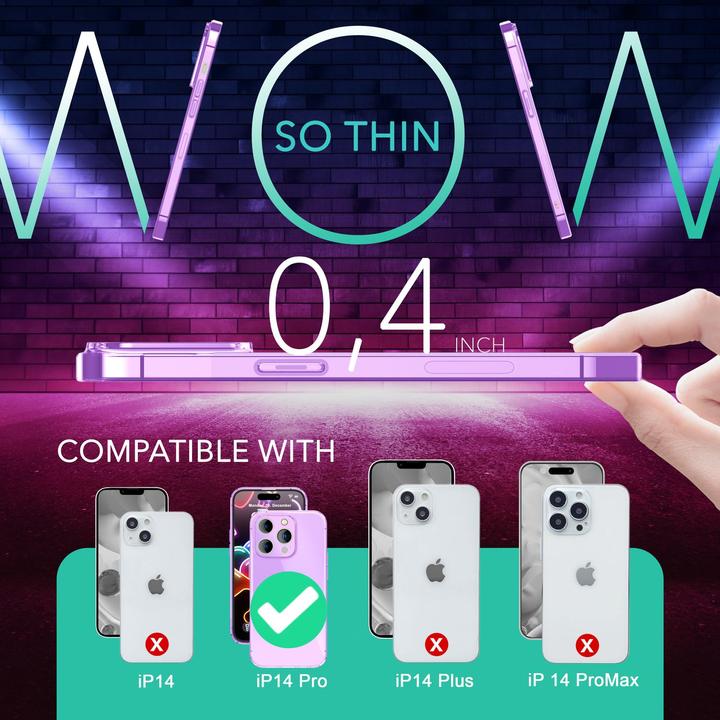 Actual product image Nalia Clear Transparent Neon Silicone Sleeve (Apple iPhone 14 Pro)