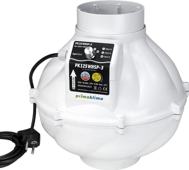 Actual product image Prima Klima Tube fan PK125WHSP-3