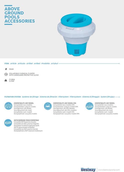 Produktbild Bestway Collapsible Chemical Floater with Glove
