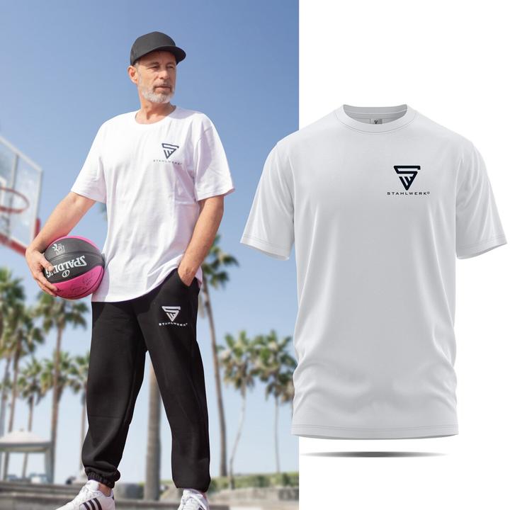 Image du produit Stahlwerk T-shirt Blanc Taille L Chemise à manches courtes avec logo imprimé 100% coton (L)