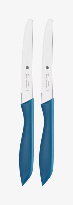 Produktbild WMF Brotzeitmesser Brötchenmesser Frühstücksmesser Set 2tlg 23cm Wellenschliff blau (11 cm)