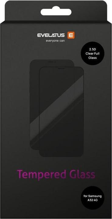 Evelatus Galaxy A32 Print Full Cover Clear Tempered Glass (1 Stück, Samsung Galaxy A32)