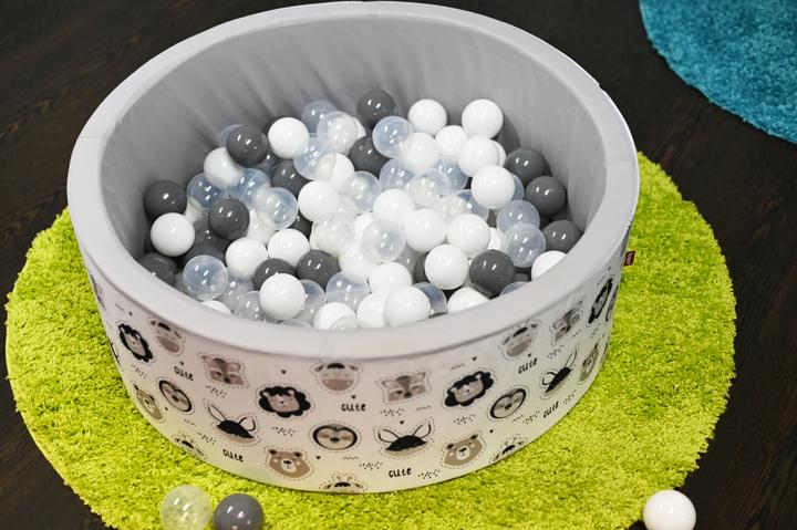 Image du produit Knorrtoys Piscine à balles soft - "Cute Animals" - 150 balles grey/white/transparent (ca. 7 cm)
