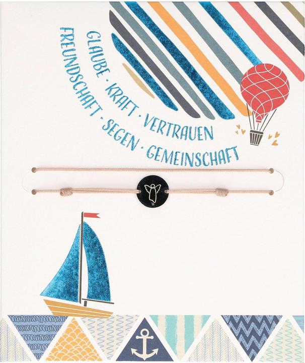 Glaube · Kraft · Vertrauen · Freundschaft · Segen · Gemeinschaft (Edelstahl, Textil-Armband)