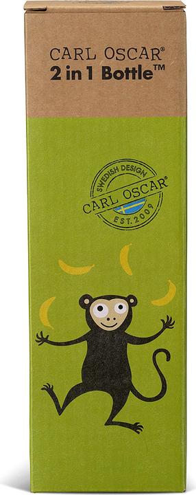 Immagine prodotto Carl Oscar Bottiglia per bambini 2in1 Borraccia con contenitore per snack 2in1 Lime - Scimmia (0.45 l)
