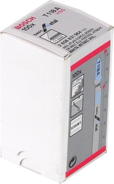 Image du produit Bosch Professional Zubehör Lame de scie sauteuse T 118 A Basic for Metal, pack de 100