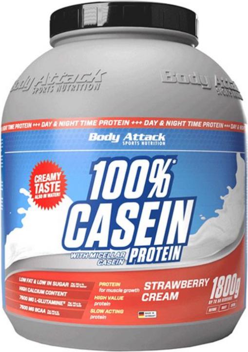 Image du produit Body Attack Protéine 100 % caséine (boîte de 1800g) (Fraise, 1 pcs, 1800 g)