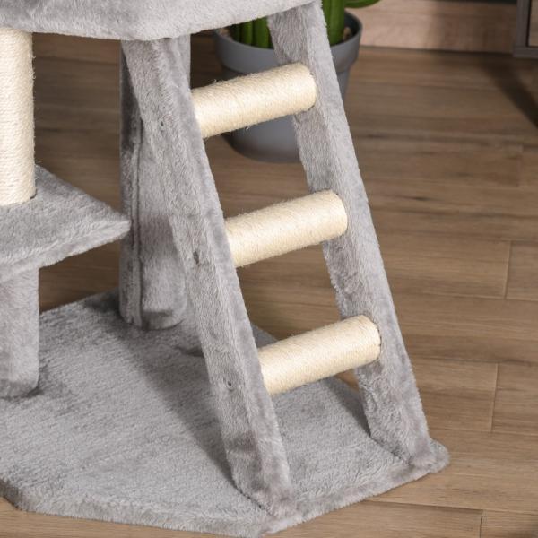 Image du produit PawHut Arbre à chat avec niche pour chat (120 cm, Gris clair)