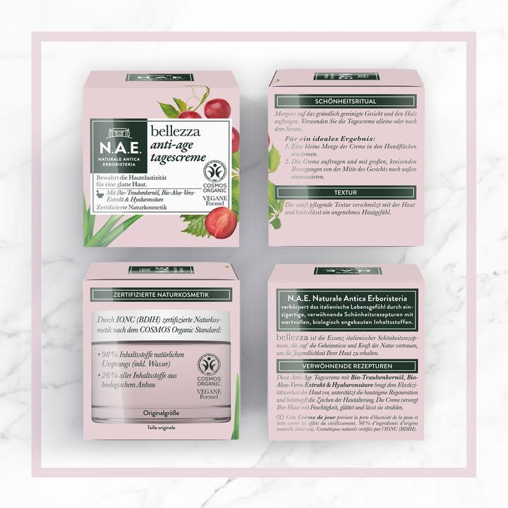 Actual product image N.A.E. NAE Naturale Antica Erboristeria Bellezza Anti-Age Day Cream, COSMOS Organic Certified & Vegan Form (50 ml, Day cream)