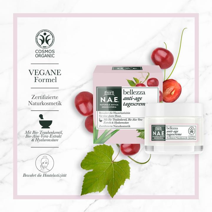 Actual product image N.A.E. NAE Naturale Antica Erboristeria Bellezza Anti-Age Day Cream, COSMOS Organic Certified & Vegan Form (50 ml, Day cream)