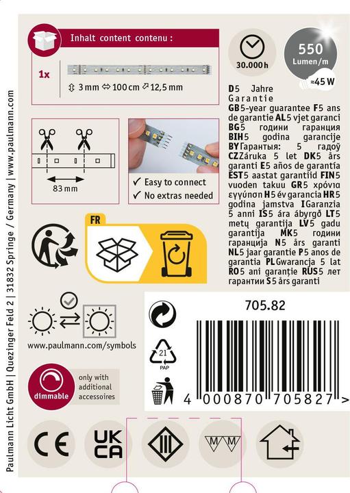 Image du produit Paulmann MaxLED 500 Stripe (Lumière du jour, 100 cm, Intérieur)