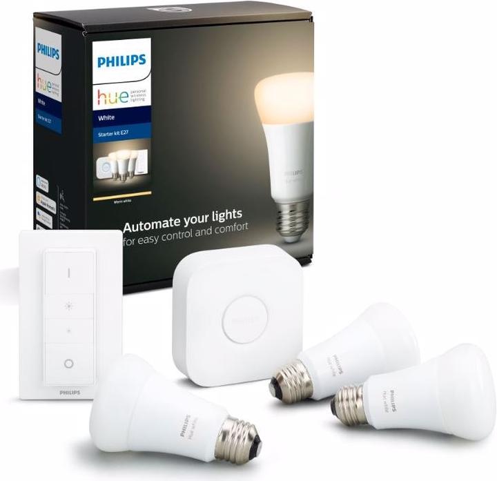 Actual product image Philips Hue White Starter Set (E27, 9.50 W, 800 lm, 3 x)