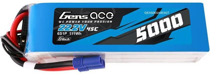 Produktbild Gens Ace LiPo G-Tech 5000mAh 22.2V 45C 6S1P battery with EC5 plug (22.20 V, 5000 mAh)