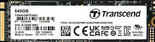 Actual product image Transcend MTE560I 80GB Internal M.2 PCIe NVMe SSD 2280 PCIe NVMe 4.0 x4 Retail TS80GMTE560I (80 GB, M.2 2280)