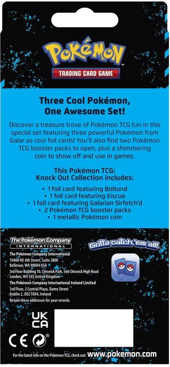 Produktbild Pokémon Pokemon TCG - Knock Out Collection - Boltund, Eiscue & Galarian Sirfetch'd (Englisch, Box Set & Collection)