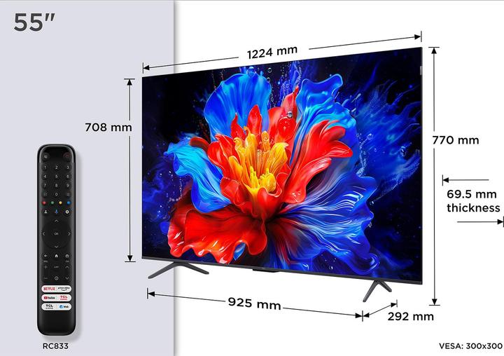Actual product image TCL 55P8K 55" 4K QLED HDR Smart TV (55", QLED, 4K, 2025)