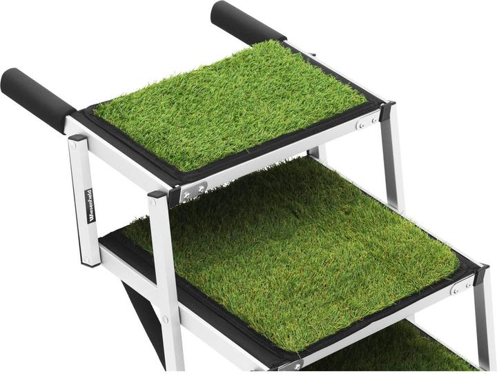 Produktbild Wiesenfield Hundetreppe Auto Hunderampe faltbar Aluminium 68 kg Kunstrasen Höhe 81 cm (Hund, Faltbar)