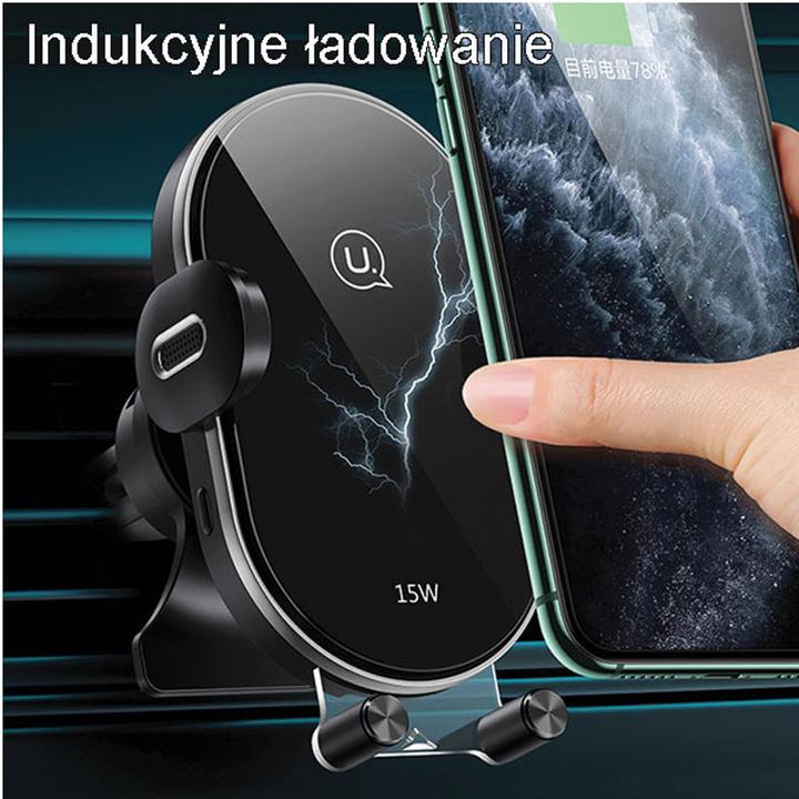 Actual product image Usams Uchwyt indukcyjny US-CD132 15W Automatic do kratki went. czarny/black CD132ZJ01