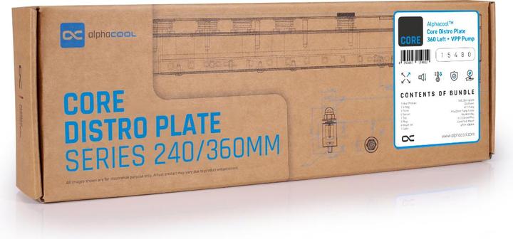 Produktbild Alphacool Core Distro Plate 360 Links mit VPP Pumpe