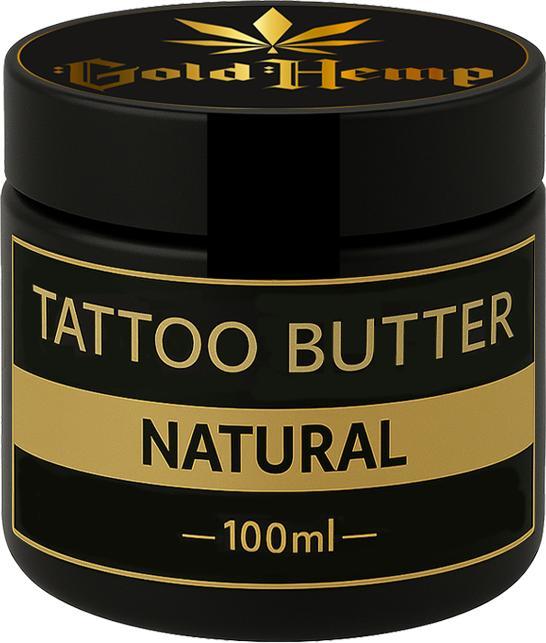 Immagine prodotto GoldHemp Tattoo Butter Natural 100ml (Pantenolo, Tocoferolo., Olio di semi di Cannabis Sativa, Cera Alba, Cannabidiolo, Pantolattone, Burro di Butyrospermun Parkii, Olio di Cocos nucifera)