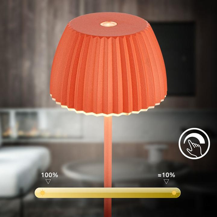 Actual product image Briloner Brilo unplugged RIFFLE Akku Mini Tischleuchte mit Lichtkante - Orange (150 lm)