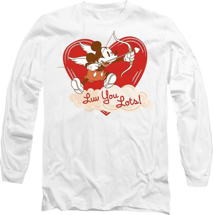 Actual product image Mickey Mouse Unisex Adult Luv You Lots! Vintage Valentine's Day T-Shirt (M)