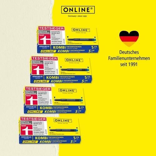 Produktbild Online 20x Kombi-Tintenpatronen blau, 20 Stück (Universal-Patronen, kompatibel mit allen gängige (Tintenfass, Blau)