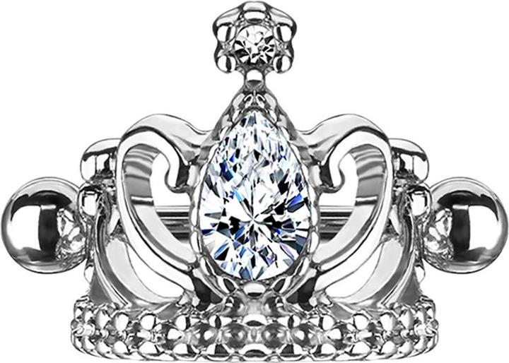 Star Piercing Micro Barbell silber Tiara mit Kristall silber (Chirurgenstahl 316L, Messing)
