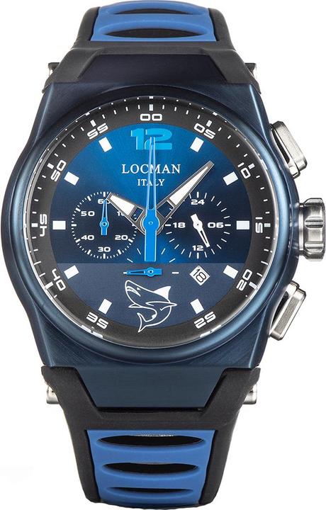 Produktbild Locman Italy Herrenuhr Mare schwarz/blau PVD Chrono Ref. 0555 (Chronograph, 44 mm)