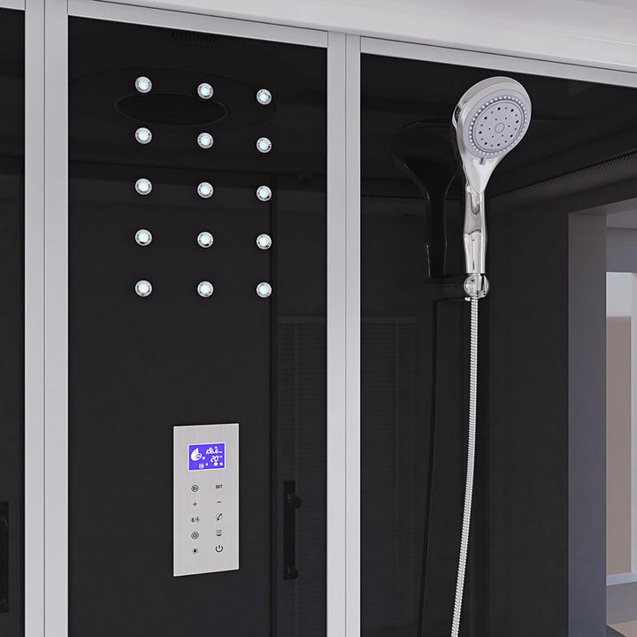 Image du produit Home Deluxe Douche à vapeur avec fonction hydromassage et éclairage LED YARU BLACK - 170x90x220 cm