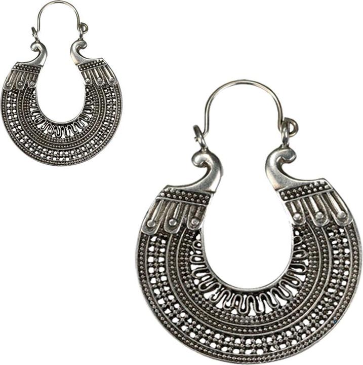 Actual product image Star Piercing Earring silver Aztec plate (Brass)