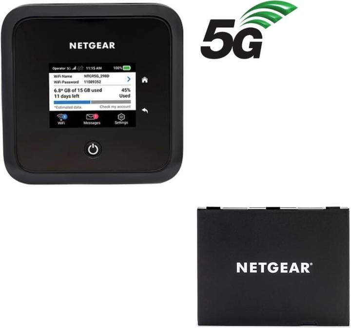 Actual product image Netgear MR5200 Nighthawk M5 5G WiFi 6 + W-20 battery