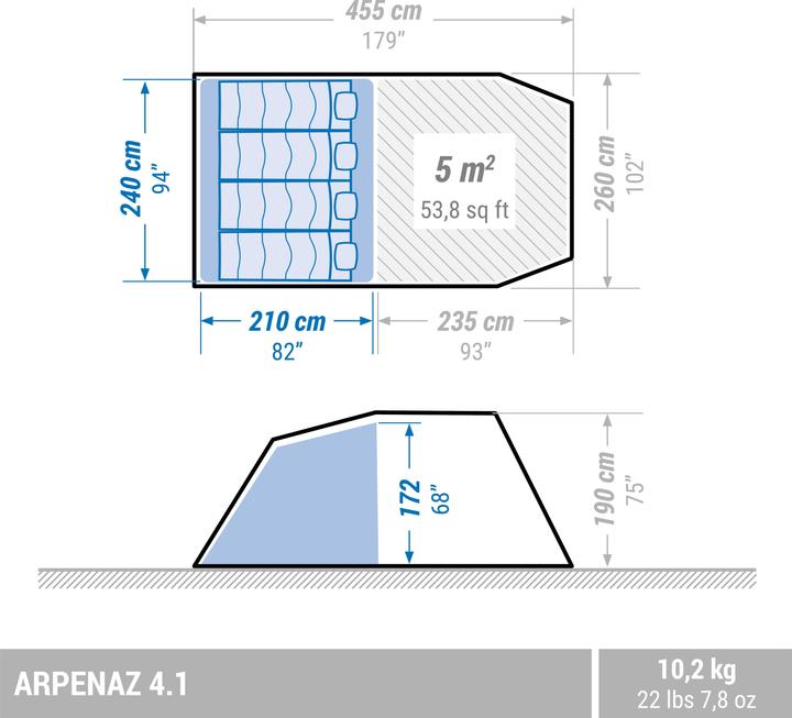 Image du produit Quechua Arpenaz 4.1 (Tente tunnel, 10.20 kg, 4 personnes)