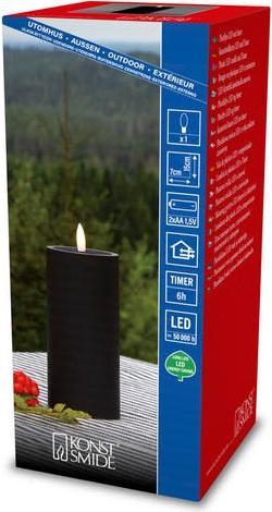 Actual product image LED Kunststoffkerze sw 1875-700 Aussen 1875-700 6h Timer D7 H15cm 2xAA