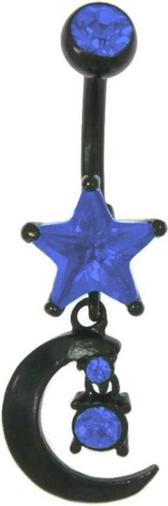 Bijouteria Bauchpiercing (Chirurgenstahl 316L, Kristall, PVD Beschichtung (schwarz))