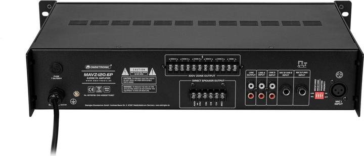 Immagine prodotto Omnitronic Amplificatore di missaggio MAVZ-120.6P ELA (Lettore DVD, Lettore Blu-ray)