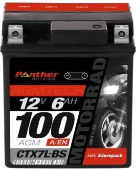 Produktbild Panther Batterien Motorradbatterie AGM YTX7L-BS 12V 6Ah (12 V, 6 Ah)